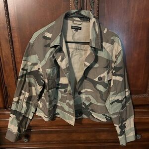 Camo Button Up Crop Jacket